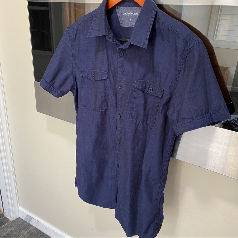 Calvin Klein man S shirt short sleeves blue